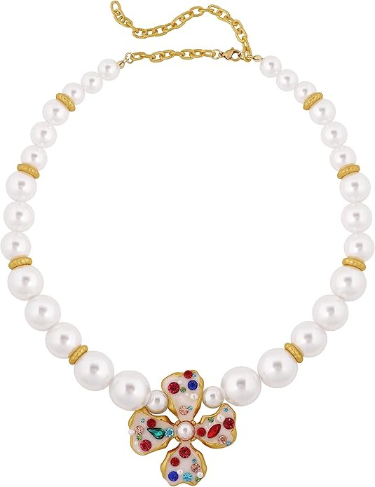 Byzantine Medieval Victorian Statement Chunky Cluster Pearl Choker Necklace for Women | Amazon (US)