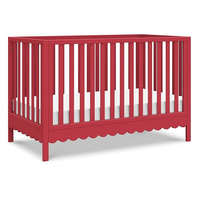 DaVinci Sammy Scallop 4-in-1 Convertible Crib in Strawberry Red, GREENGUARD Gold Certified | Amazon (US)
