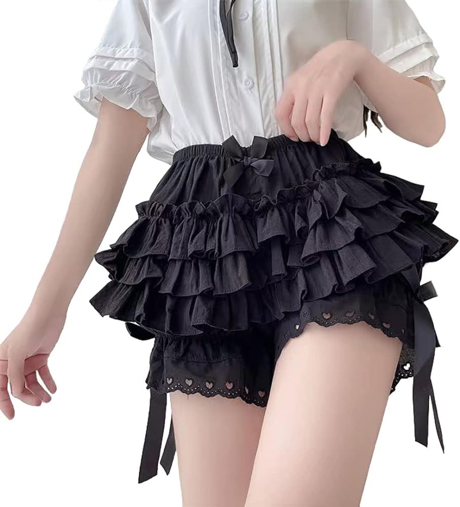 Womens Lolita Bloomers Plush Ruffles Pumpkin Pants Bottom Shorts | Amazon (US)