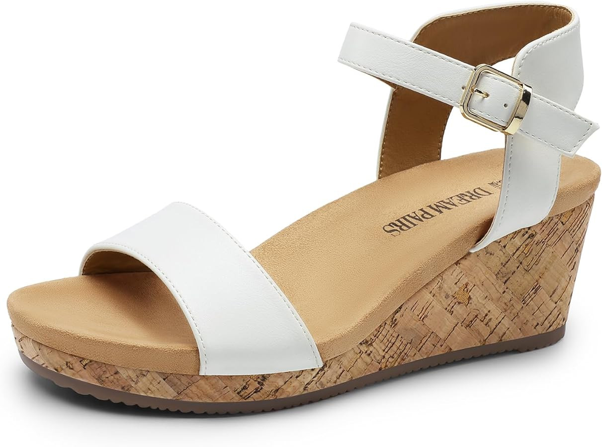 DREAM PAIRS Women's Open Toe Buckle Ankle Strap Platform Wedge Sandals for Women Summer Dressy Sh... | Amazon (US)