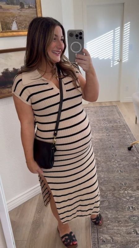 One of my pregnancy favorites for summer!! 

Wearing a size small at 35 weeks pregnant 

Petite dress, striped dress, summer dress, maternity dress, midi dress, sandals, travel outfit, pregnancy outfit 

#LTKBump #LTKTravel #LTKFindsUnder50