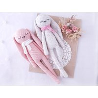 Bunny Toy Decor Stuffed Cotton Pink White Sleepy Doll Plush Bunny For Kid Newborn | Etsy (US)