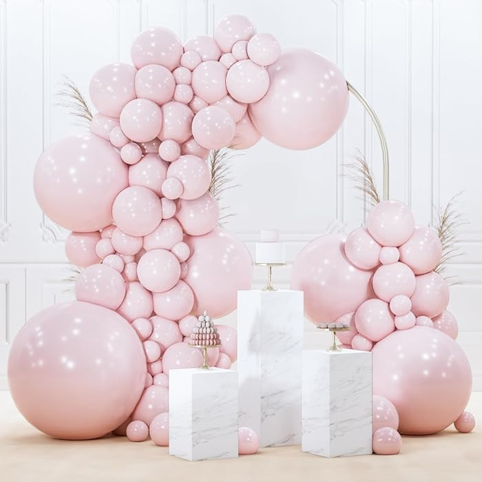 PartyWoo Pale Pink Balloons 127pcs Different Sizes of 36 18 12 10 5 Inch Light Pastel Baby Pink B... | Amazon (US)