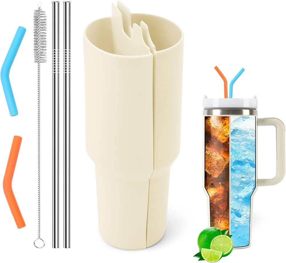 Silicone 2-in-1 Cup for Stanley Cup 40 oz Compatible with Stanley Cup Accessories,Double Drinks B... | Amazon (US)