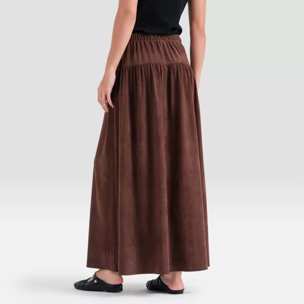 Women's High-Rise Elastic Drawstring Tiered Skirt - Universal Thread™ Black L | Target