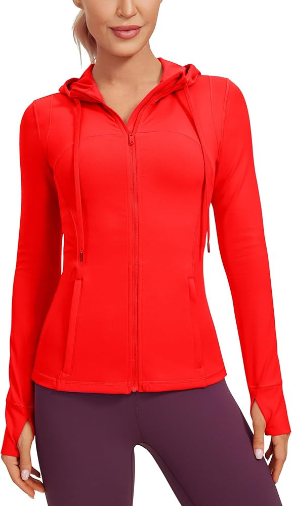 CRZ YOGA Butterluxe Womens Hooded Workout Jacket - Zip Up Athletic Running Jacket with Back Mesh ... | Amazon (US)