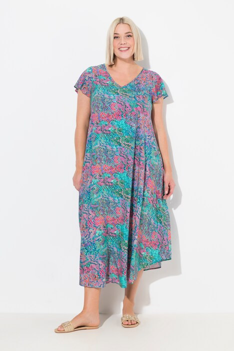 Colorful Snake Print Draped Midi Dress | Ulla Popken - US