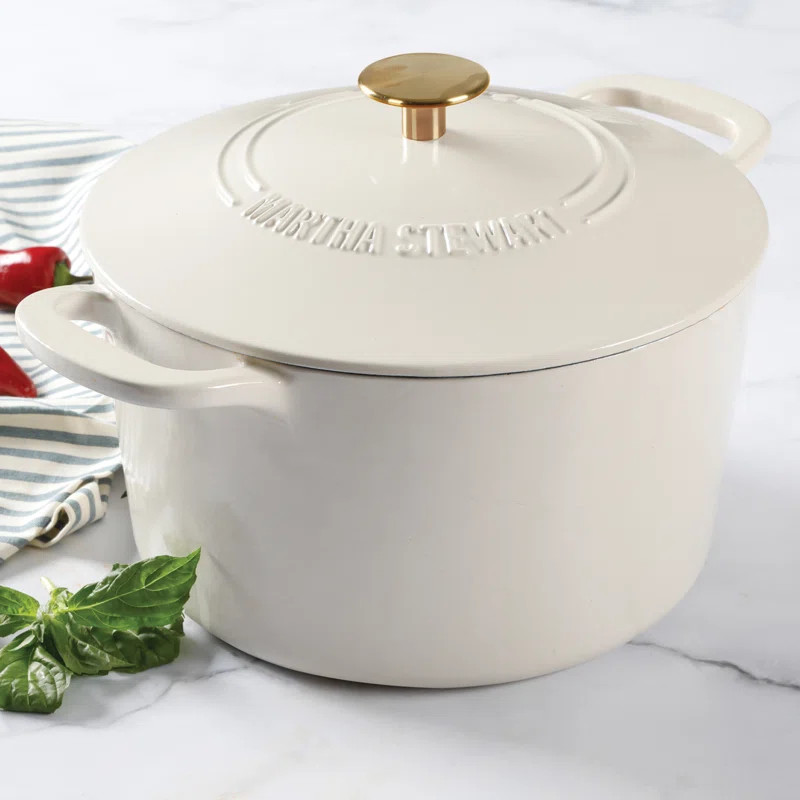Martha Stewart Gatwick 7 qt. Cast Iron Round Dutch Oven with Lid & Reviews | Wayfair | Wayfair North America