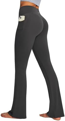IUGA Mini Flare Leggings for Women Tummy Control Hidden Scrunch Butt Flared Yoga Pants with Pocke... | Amazon (US)