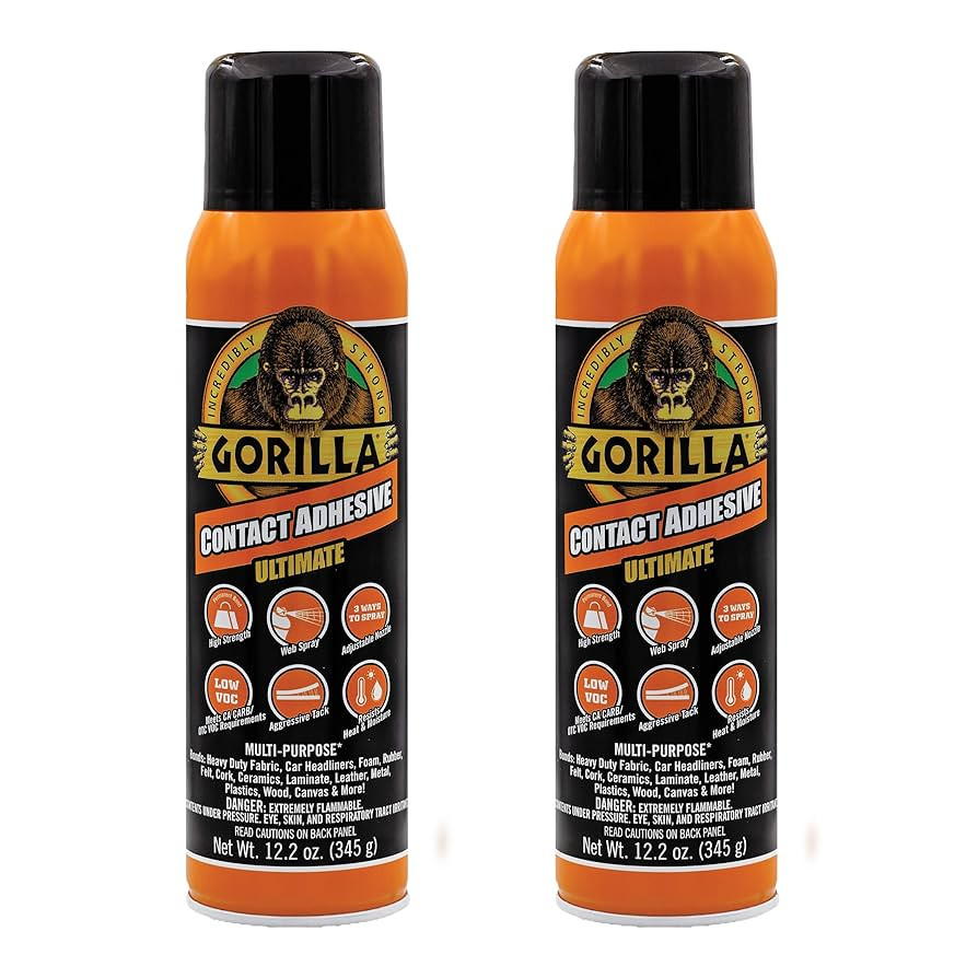 Gorilla Contact Adhesive Ultimate, 12.2oz Web Spray Adhesive, White, (Pack of 2) | Amazon (US)