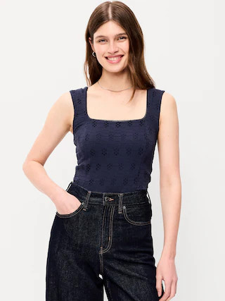 Seamed-Bodice Eyelet Tank Top | Old Navy (US)