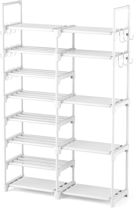 ROJASOP White Shoe Rack, Tall Metal Shoe Rack Organizer for Entryway Closet Garage, 8 Tier Large ... | Amazon (US)