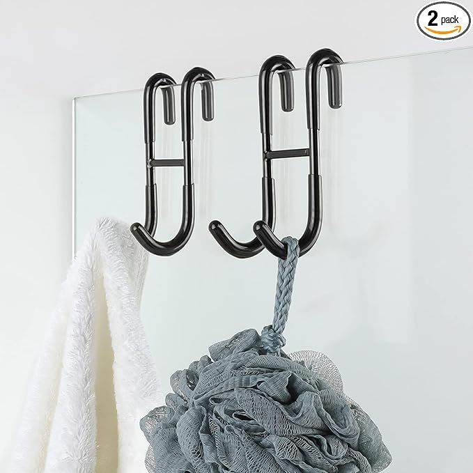 Simtive Shower Door Hooks (2-Pack), Towel Hooks for Bathroom Frameless Glass Shower Door, Shower ... | Amazon (US)