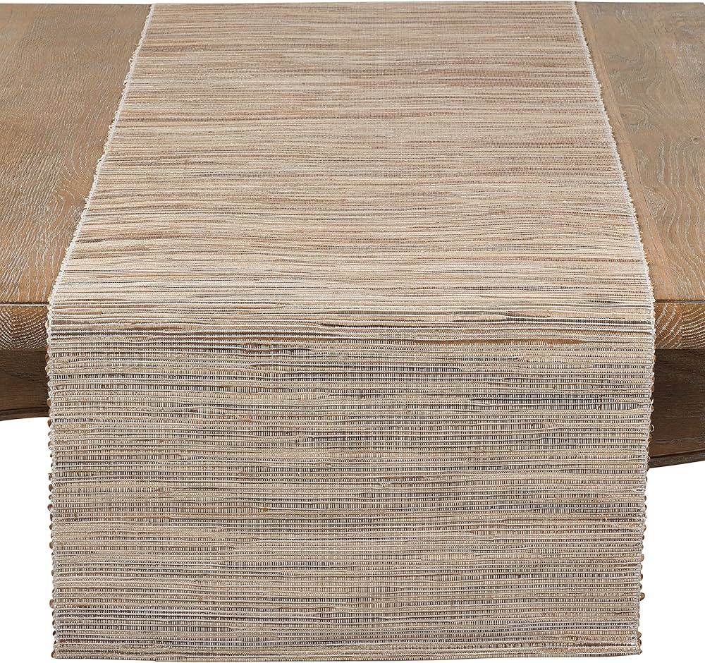 SARO LIFESTYLE Melaya Collection Shimmering Woven Nubby Water Hyacinth Table Runner, 16" x 72", N... | Amazon (US)