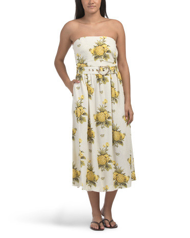 Linen Blend Vintage Strapless Dress | TJ Maxx