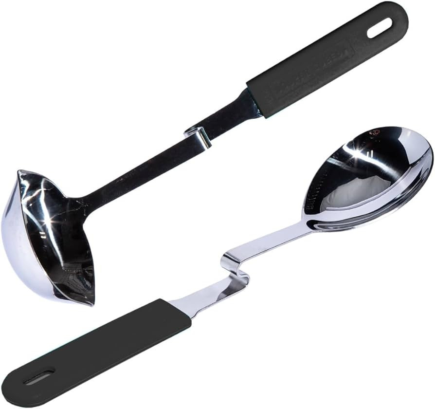 Souper Cubes + Lori Greiner No Mess Silicone Handle Stainless Steel Ladle and Serving Spoon Set -... | Amazon (US)
