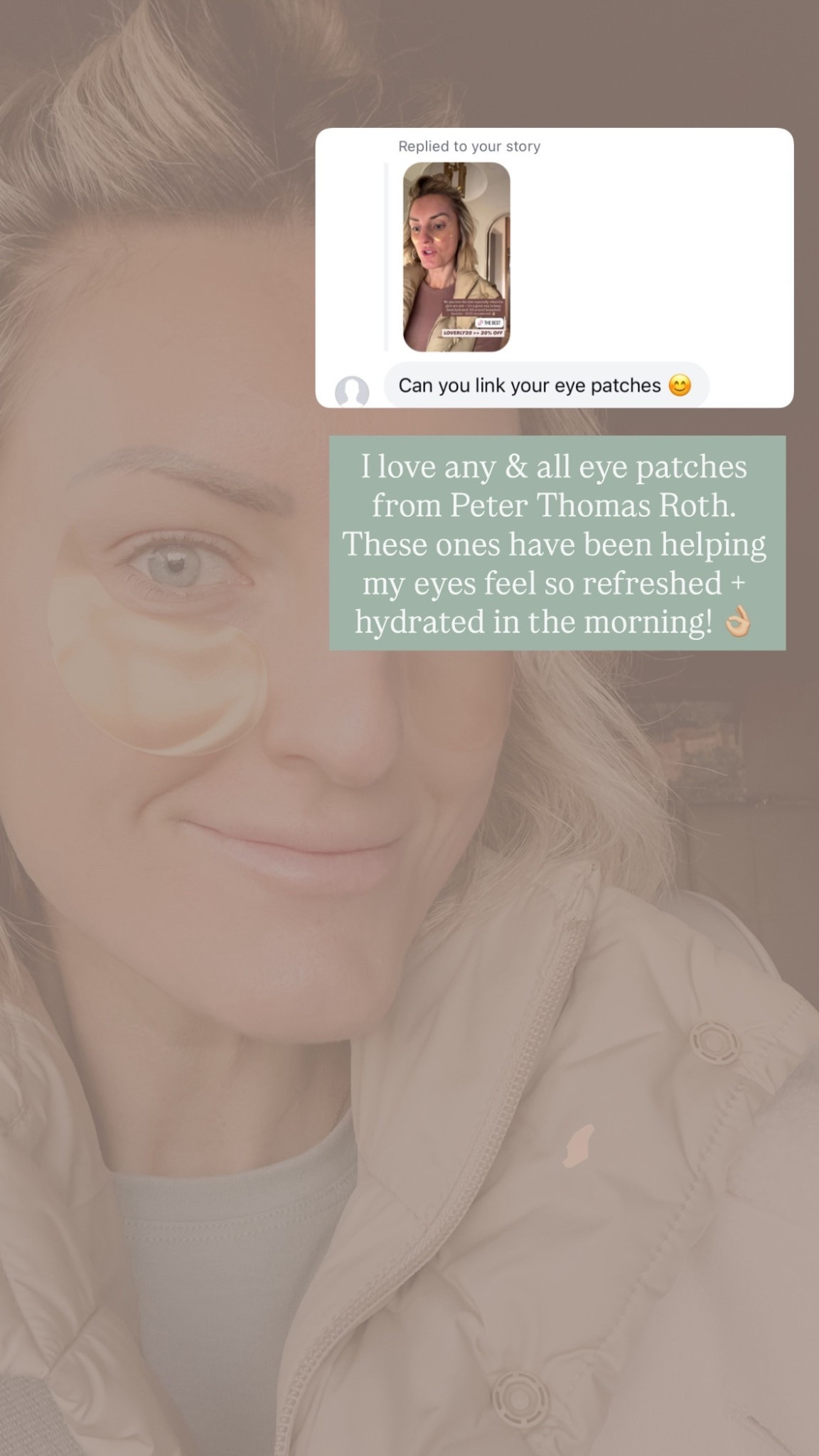 These eye patches are so good! I always bring them with me when I travel!

Loverly Grey, Peter Thomas Roth, eye patches, skincare, beauty finds 

#LTKTravel #LTKBeauty #LTKgrwm