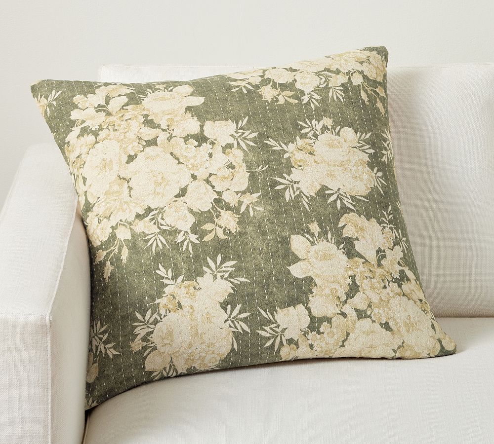 Zenia Floral Quilted Pillow | Pottery Barn (US)