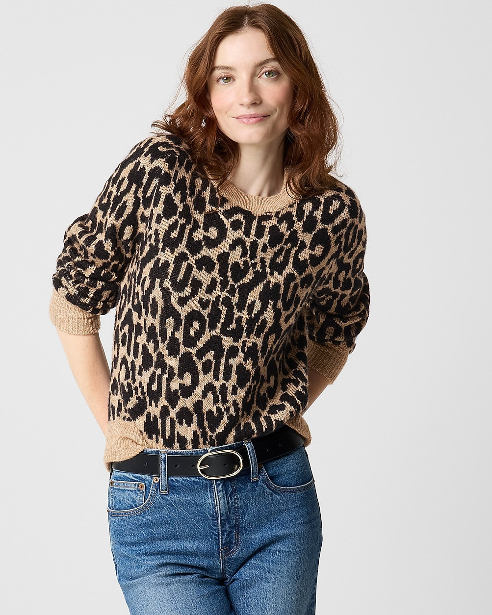 Leopard crewneck sweater | J.Crew Factory