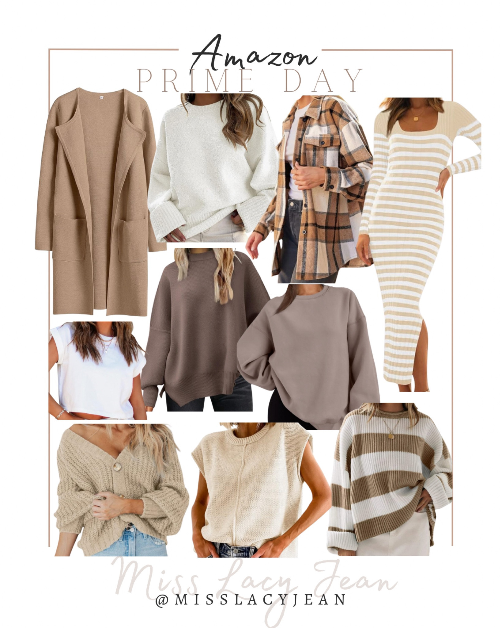 Amazon prime days fashion includes knit dress, cardigan, sweater, flannel, sweatshirt, sweater.

Prime day, Amazon prime day, sale alert, prime day fashion

#LTKSaleAlert #LTKxPrimeDay #LTKFindsUnder100