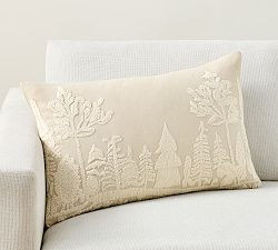 Frosted Forest Embroidered Lumbar Pillow | Pottery Barn (US)