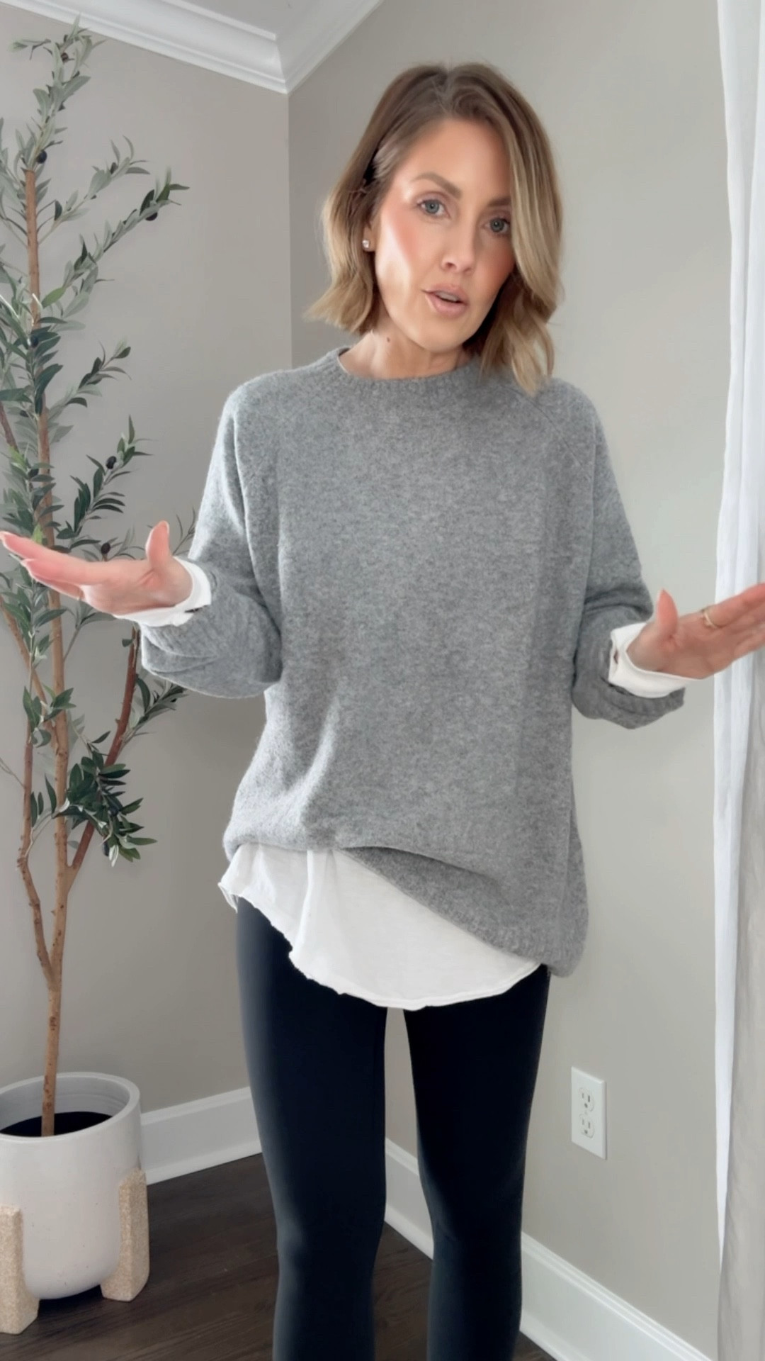 Small long sleeve tee / XS sweater / XS leggings 🤍❄️

#LTKOver40 #LTKPetite #LTKootd