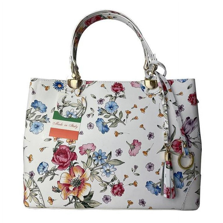 Italian Artisan HBING-FU1668-Flower Women Maria Spring Floral Printed Leather Handbag, Flower | Walmart (US)