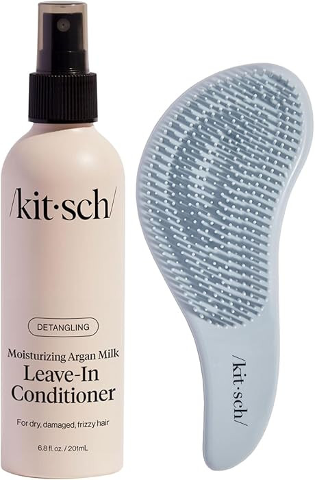 Kitsch Argan Milk Leave-In Conditioner Spray & Hair Detangler Brush - Soft Bristle Detangling Bru... | Amazon (US)