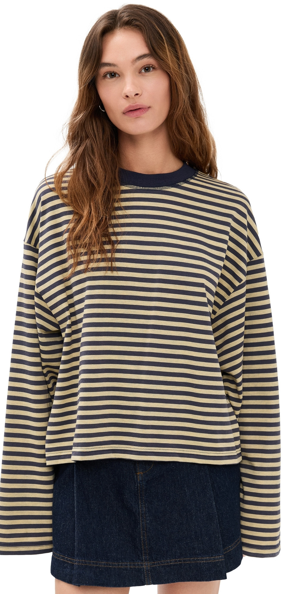 Lioness Bloom Long Sleeve Tee Beige Stripe L | Shopbop