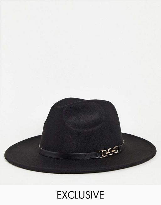 My Accessories London Exclusive black fedora with chain detail | ASOS (Global)