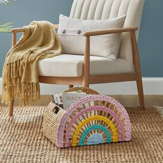 StyleWell Rainbow Water Hyacinth Storage Basket THD-42567216 - The Home Depot | The Home Depot