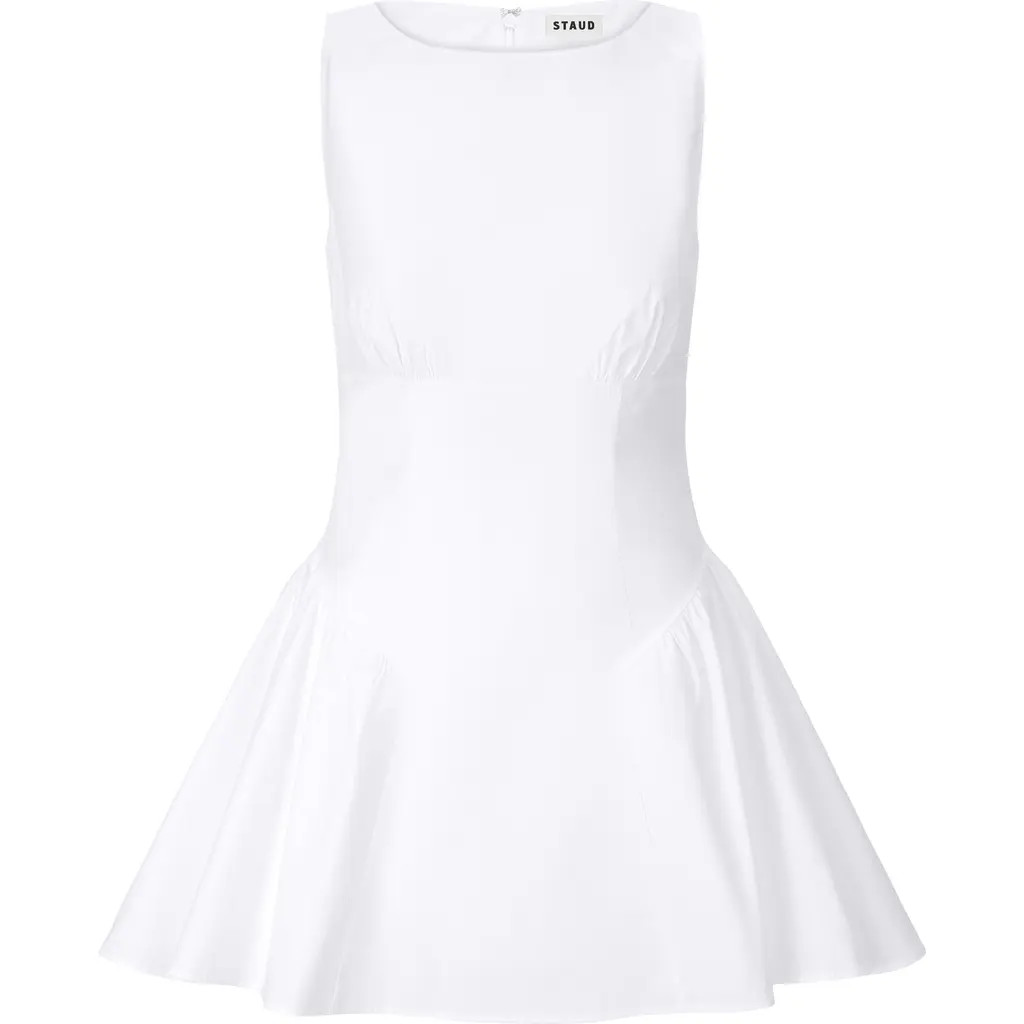 STAUD Gwen Flare Minidress in White at Nordstrom, Size 12 | Nordstrom