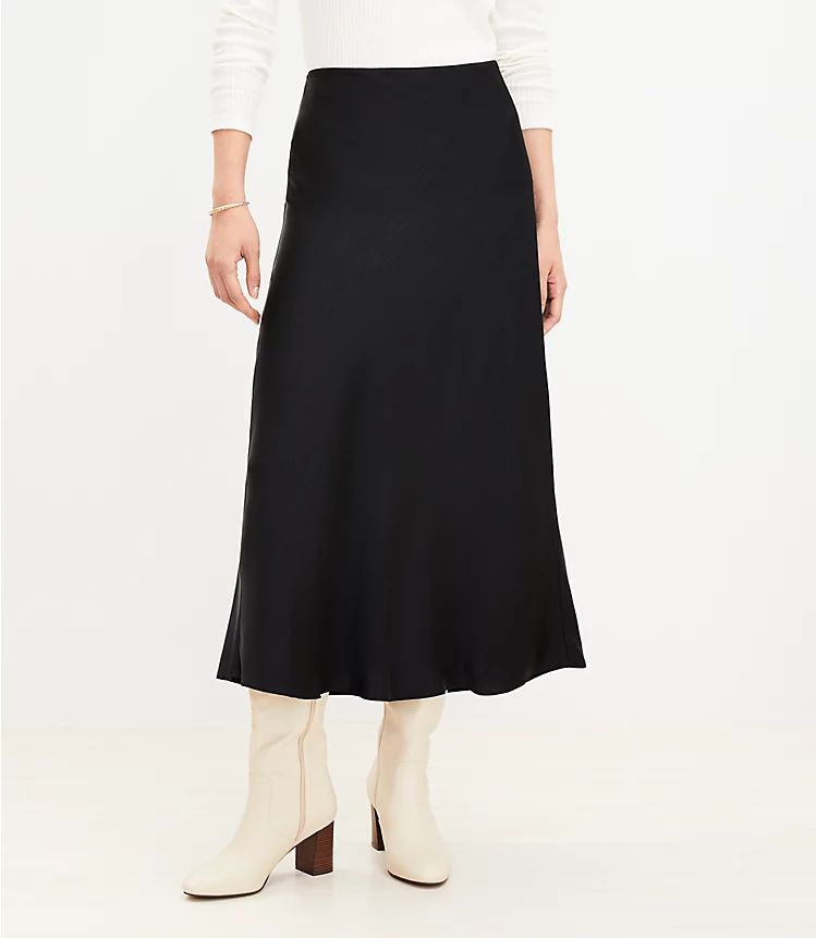 Satin Bias Midi Skirt | LOFT