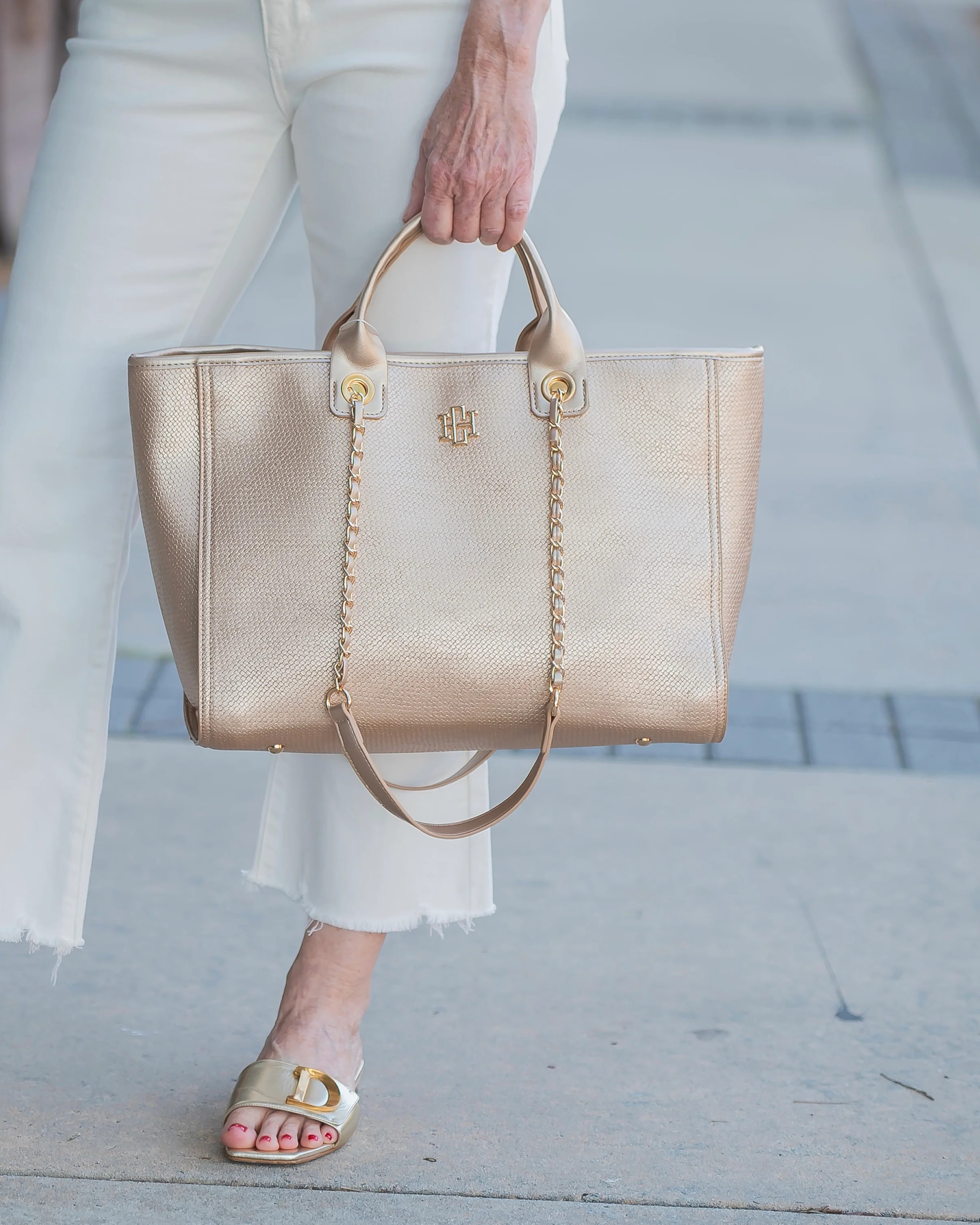 Missy Tote Woven Gold | Caroline Hill