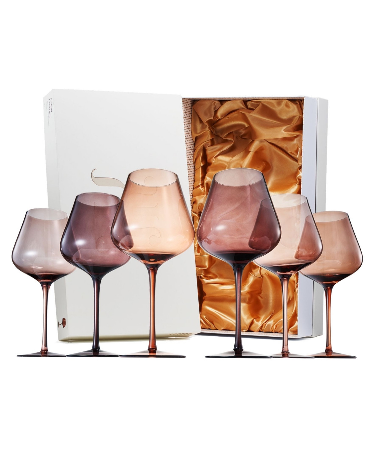 The Wine Savant Khen Venus Wine Glass Set 20oz Glasses Set of 6 - Brown | Macy's