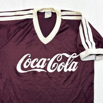 Vintage 80s Sportswear Coca Cola Ringer Jersey Shirt USA Made V Neck Size Small | eBay US
