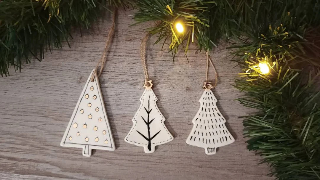 Adornos navideños de cerámica para árboles Adornos hechos a mano Pintados a mano con oro real ... | Etsy (US)
