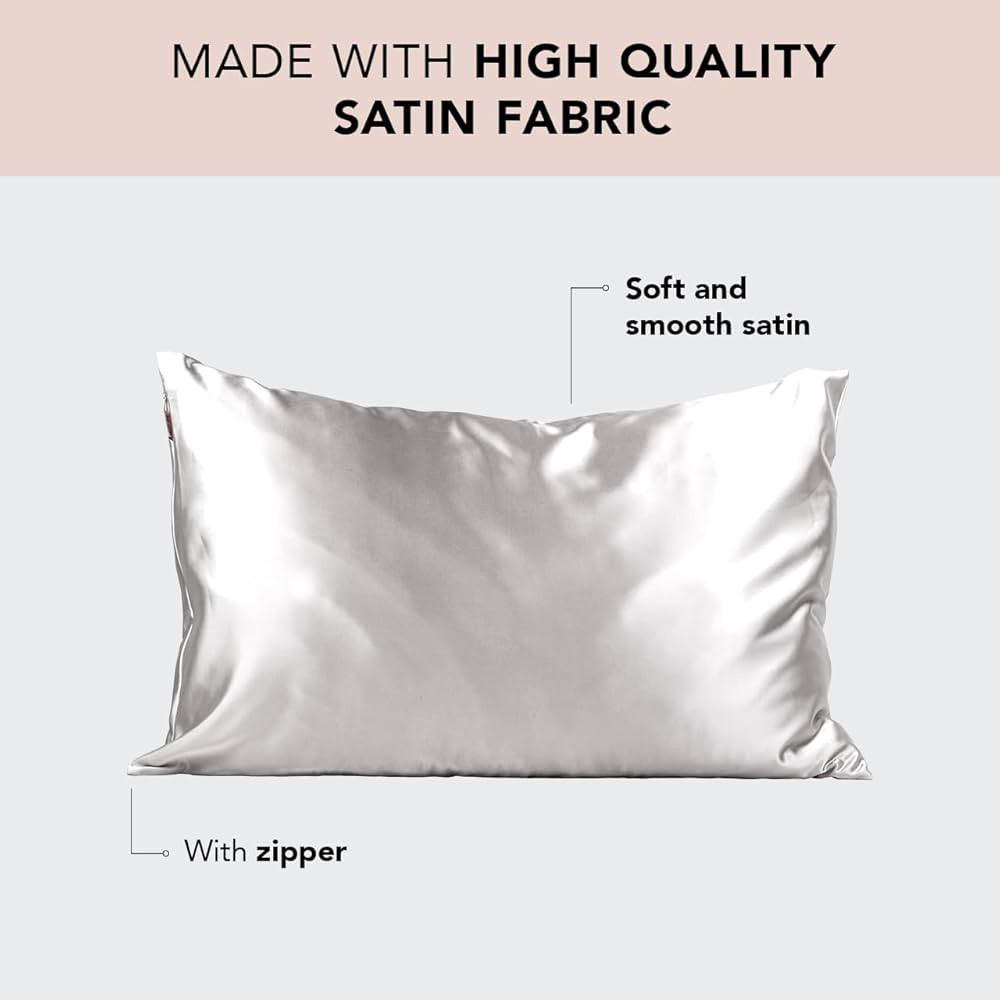 Kitsch Satin Pillowcase with Zipper for Hair & Skin, Softer Than Silk Pillow Cases Queen, Smooth ... | Amazon (US)
