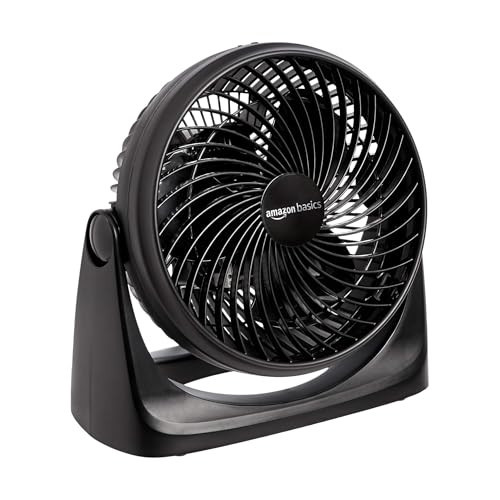 Amazon Basics Air Circulator Fan, Desk Fan for Bedroom, Home and Office, With 90-Degree Tilt Head, 3 Speed Settings, Lightweight (3 LBS), 35 Watts, Black, 11.1"W x 6.3"D x 10.9"H | Amazon (US)