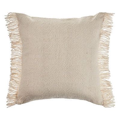 Solid Ivory Accent Pillow with Fringe | Kirkland's Home