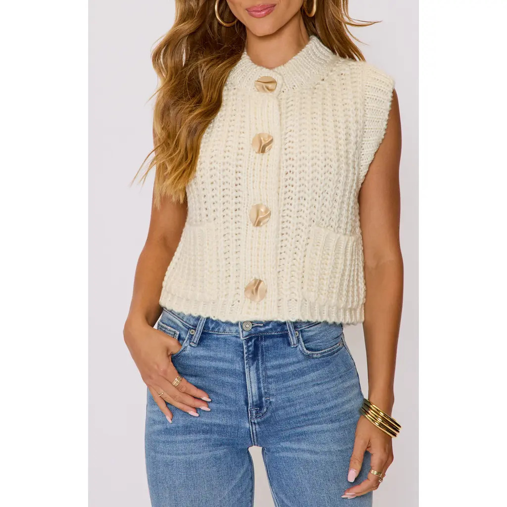VICI Collection Daphne Hammered Button Sweater Vest in Cream at Nordstrom, Size X-Small | Nordstrom