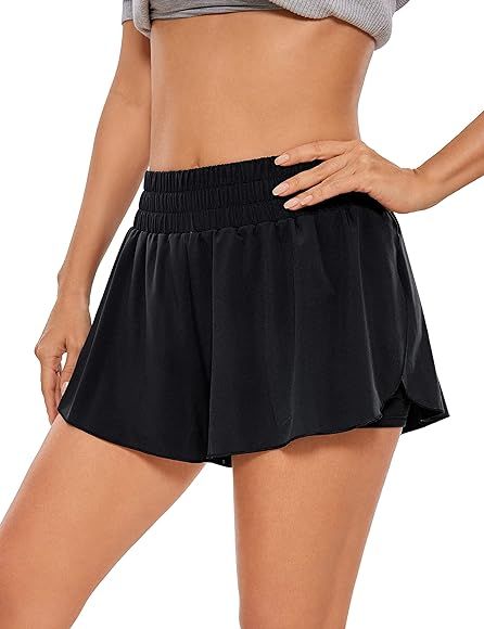 CRZ YOGA 2 in 1 Flowy Running Shorts for Women High Waisted Quick Dry Athletic Gym Lounge Workout... | Amazon (US)