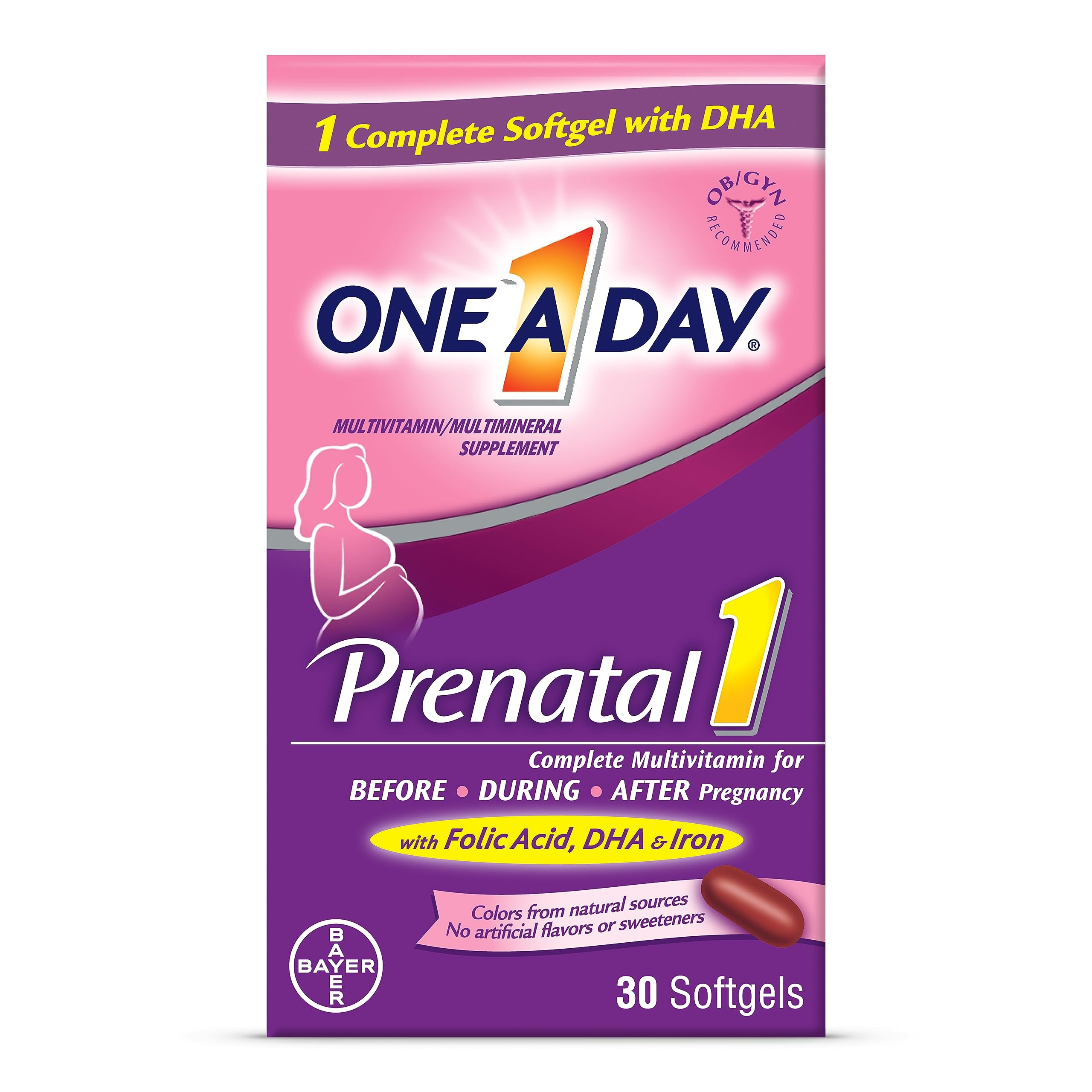 ONE A DAY Women's Prenatal 1 Multivitamin including Vitamins A, C, D, B6, B12, Iron, Omega-3 DHA ... | Amazon (US)