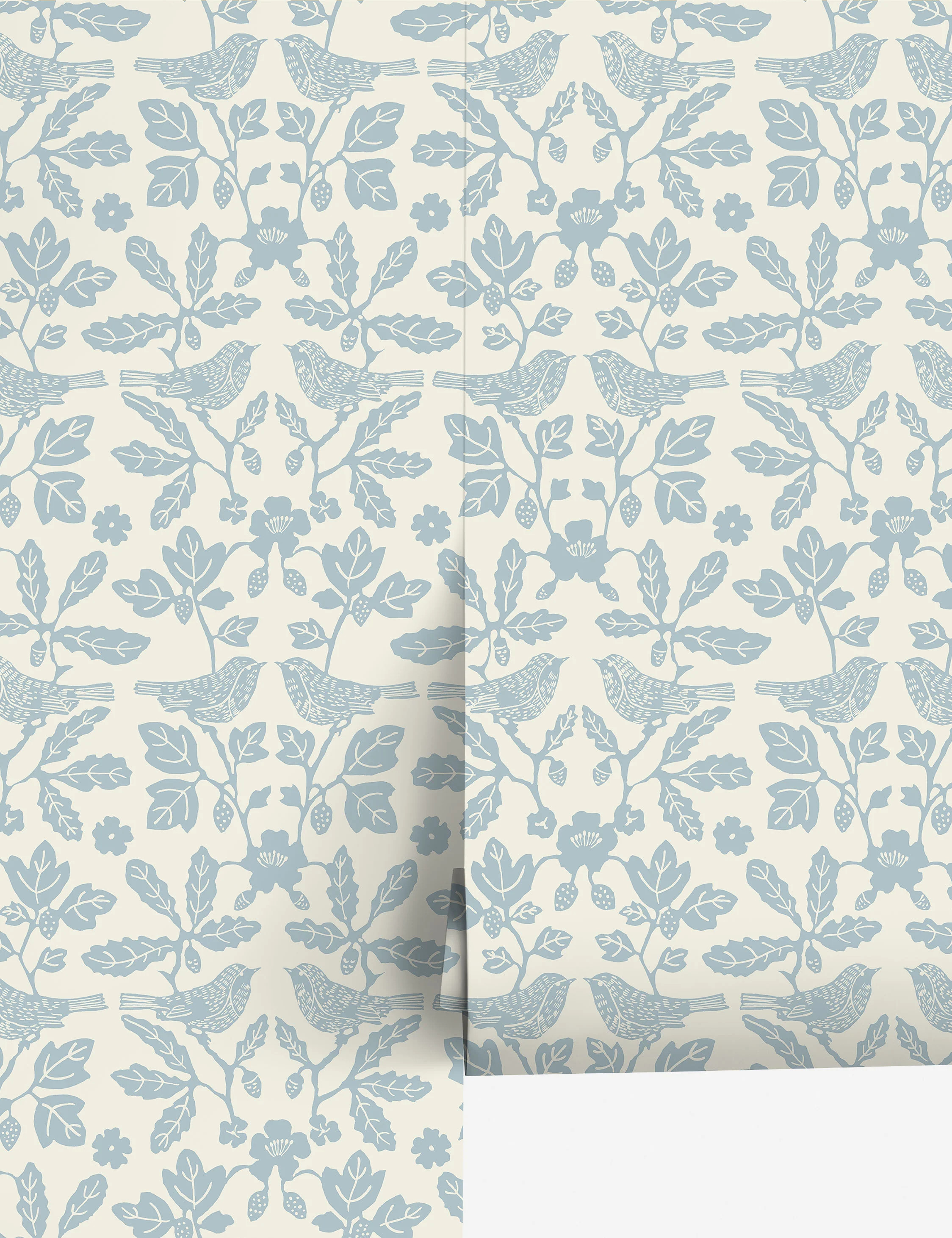 Sparrow and Oak Peel + Stick Wallpaper by Erin & Ben Co., Blue | Lulu and Georgia 