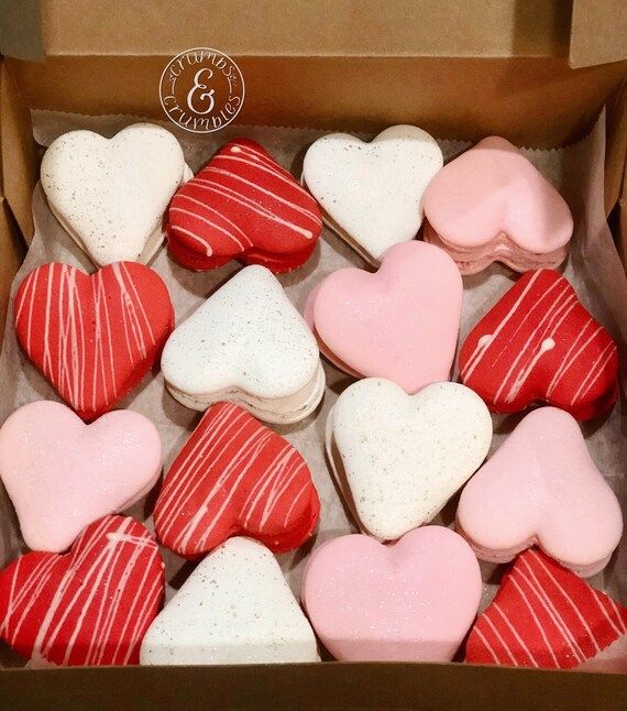 Dozen Heart Valentine's Day Macarons Macaroons | Etsy | Etsy (US)