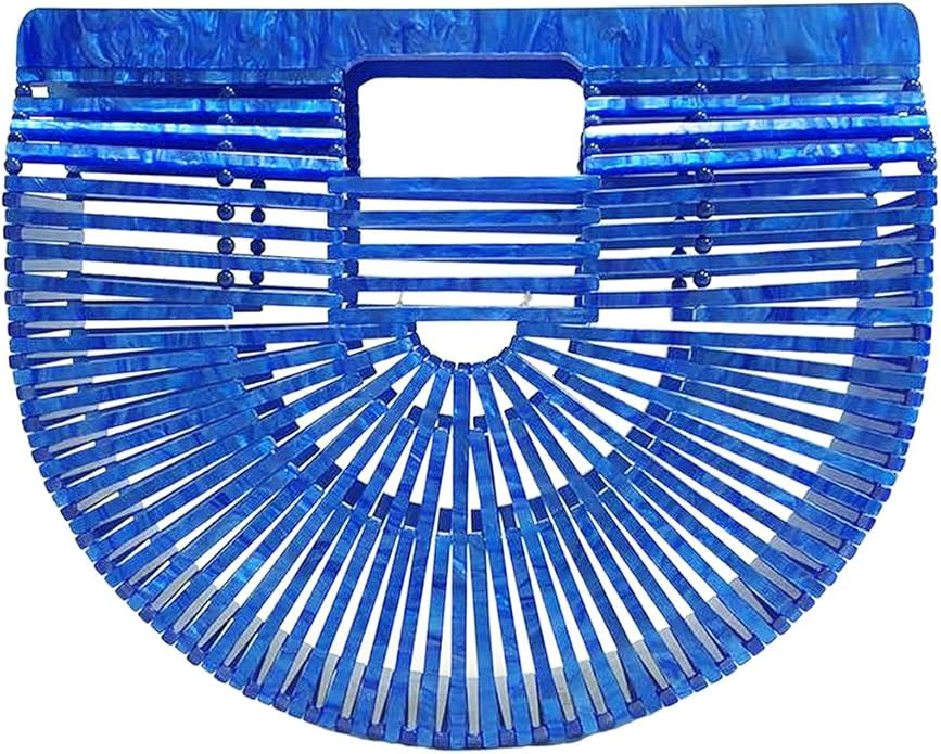 Miuco Womens Acrylic Handbag Handmade Clutch Purse Blue | Amazon (US)
