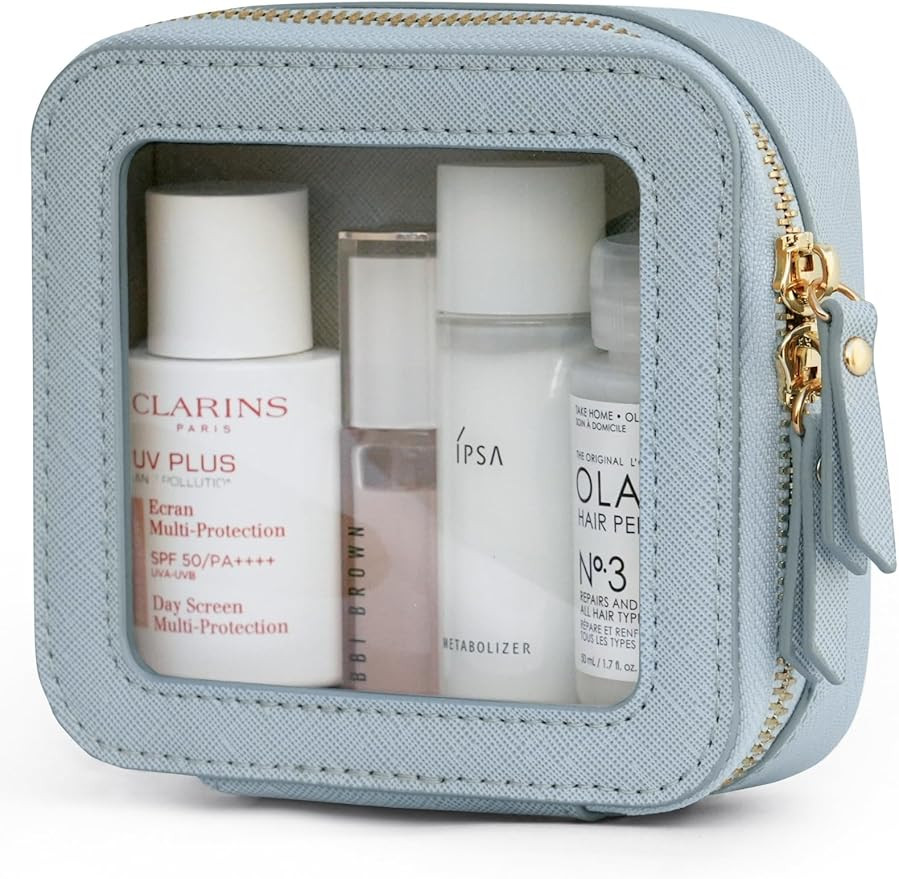 Popvibe Clear Makeup Bag Travel Cosmetic Case Transparent Toiletry Bag with Zipper, Portable Make... | Amazon (US)