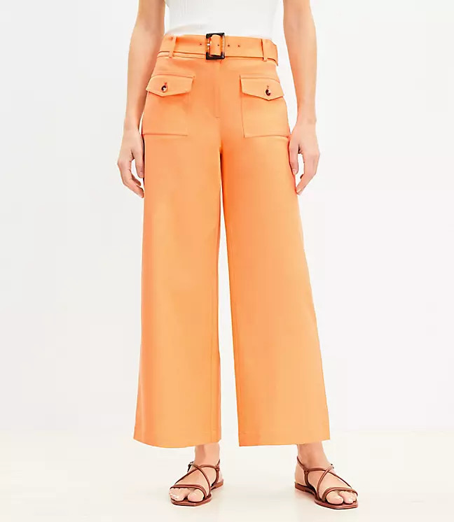 Horn Buckle Wide Leg Pants in Pique | LOFT