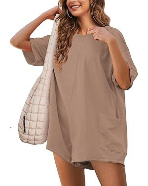 Rompers for Women Loose Hot Shot Tee Romper Trendy Oversized Jumpsuits Overalls | Amazon (US)