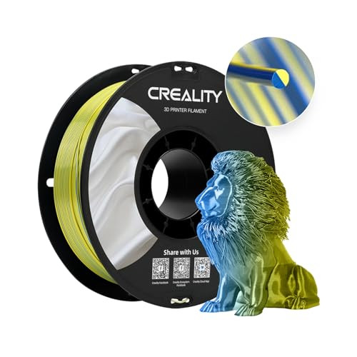 Creality Silk PLA Filament Multicolor, Smooth, Silky 3D Printer Filament 1.75mm, +/-0.02mm, Enhanced Printability, 3D Printing Filament 1KG/2.2lb (Yellow-Blue) | Amazon (US)